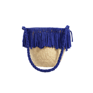 Bolsa artesanal tejida con palma natural, base tenate circular